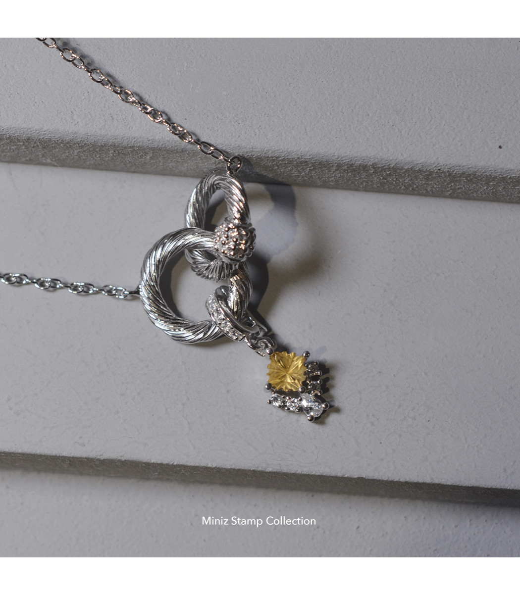 Chapter Fourteen-Citrine miniz Stamp Necklace Chapter Fourteen-Citrine miniz Stamp Necklace